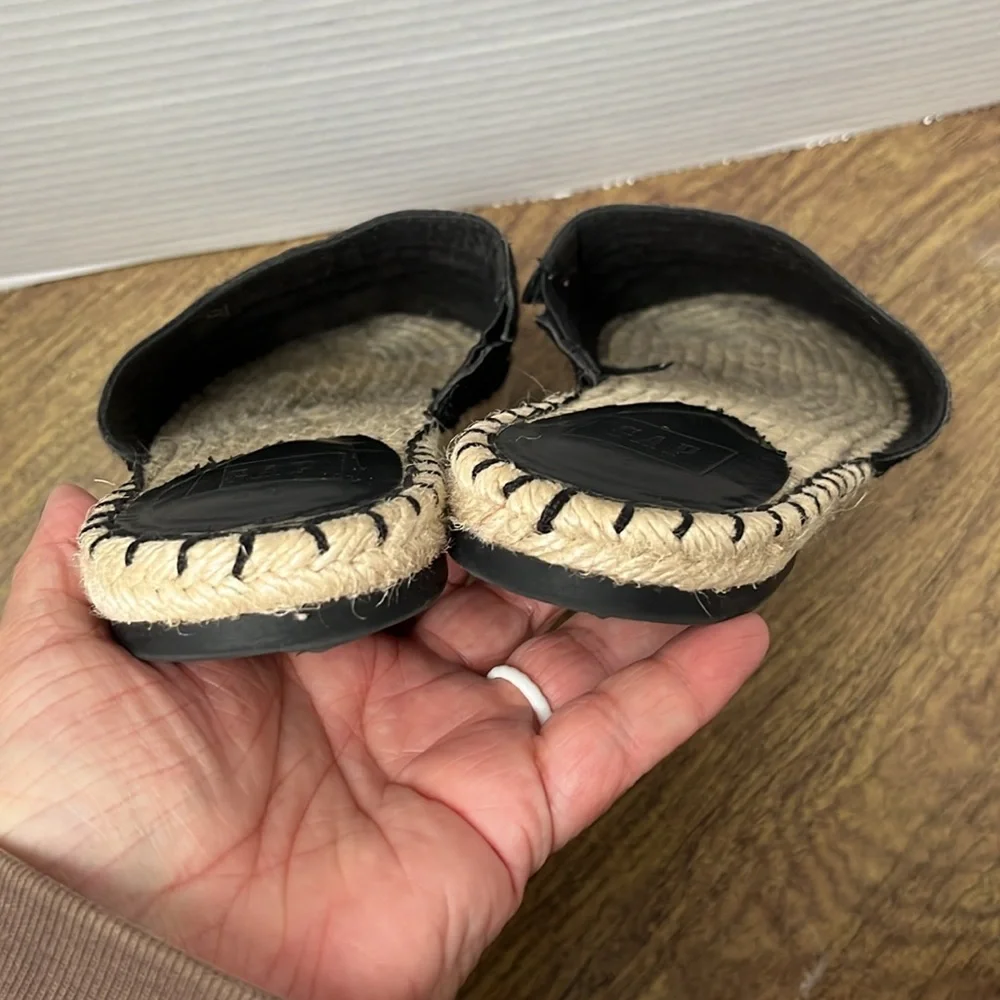 Gap Black Calf Hair Espadrille Slide-On Mules Size 8.5